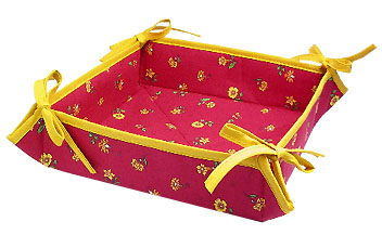 Provencal bread basket (flowers pattern. bordeaux x yellow) - Click Image to Close